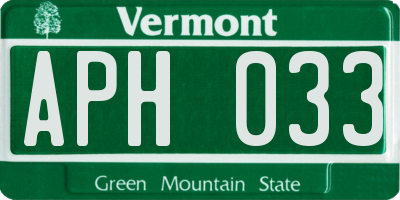 VT license plate APH033