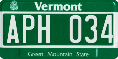 VT license plate APH034