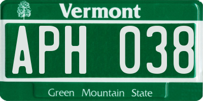 VT license plate APH038