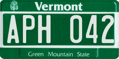 VT license plate APH042
