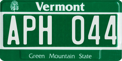 VT license plate APH044