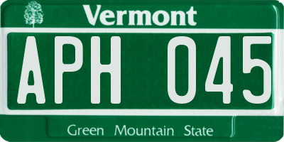 VT license plate APH045