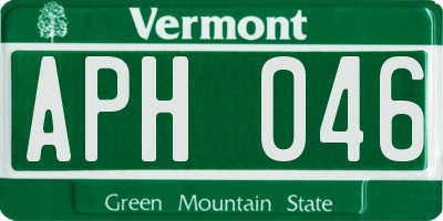 VT license plate APH046