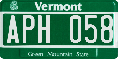 VT license plate APH058