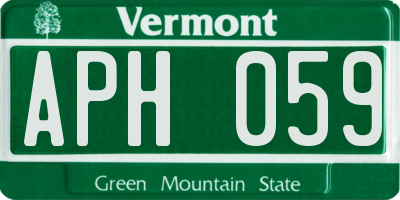 VT license plate APH059