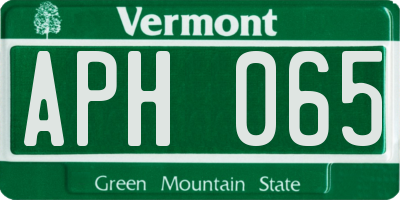 VT license plate APH065