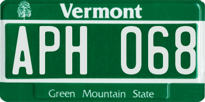 VT license plate APH068