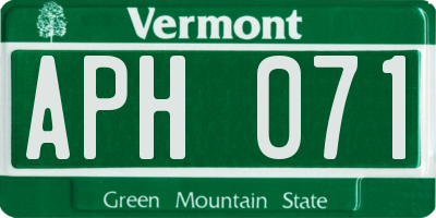 VT license plate APH071