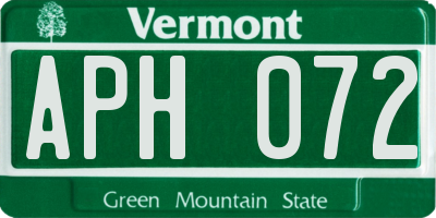 VT license plate APH072