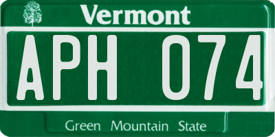 VT license plate APH074