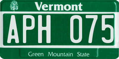 VT license plate APH075