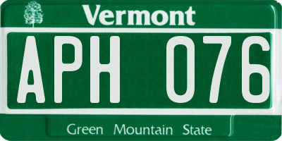 VT license plate APH076