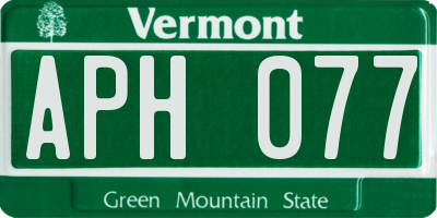 VT license plate APH077