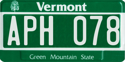 VT license plate APH078