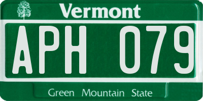 VT license plate APH079