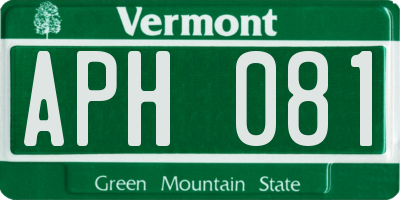 VT license plate APH081
