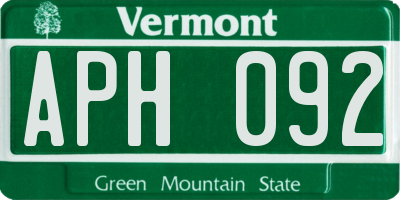 VT license plate APH092