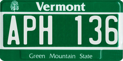 VT license plate APH136
