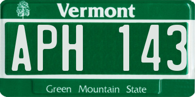 VT license plate APH143