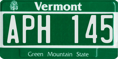 VT license plate APH145