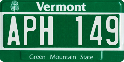 VT license plate APH149