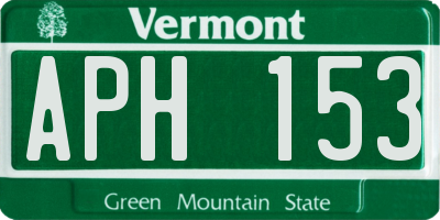 VT license plate APH153