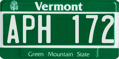 VT license plate APH172