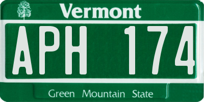 VT license plate APH174