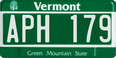 VT license plate APH179