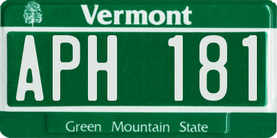 VT license plate APH181