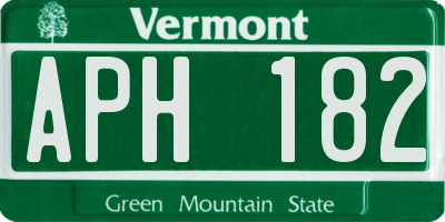 VT license plate APH182