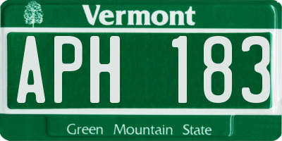 VT license plate APH183