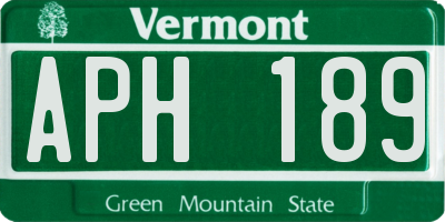 VT license plate APH189