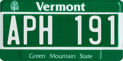 VT license plate APH191