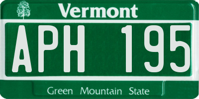 VT license plate APH195
