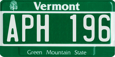 VT license plate APH196