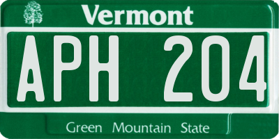 VT license plate APH204
