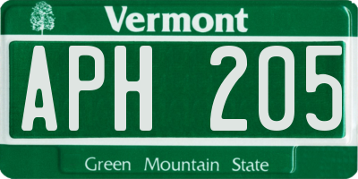 VT license plate APH205