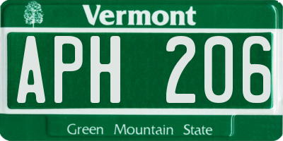 VT license plate APH206