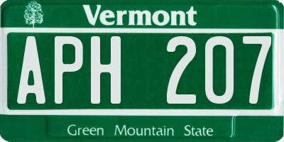 VT license plate APH207