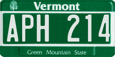 VT license plate APH214