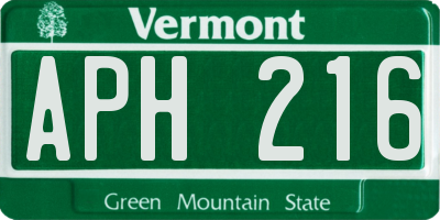VT license plate APH216