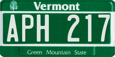 VT license plate APH217