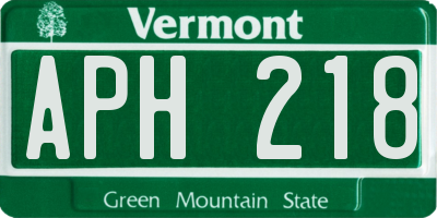 VT license plate APH218