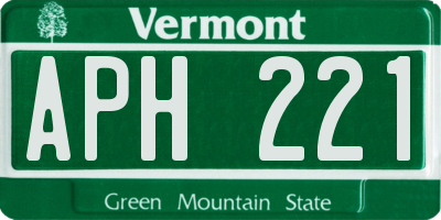 VT license plate APH221