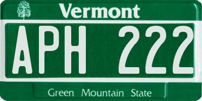 VT license plate APH222