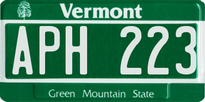 VT license plate APH223