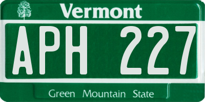 VT license plate APH227