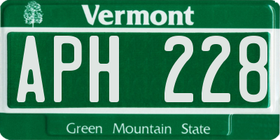 VT license plate APH228