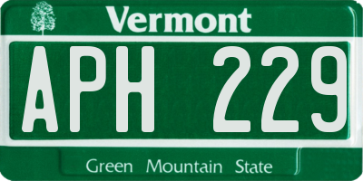 VT license plate APH229
